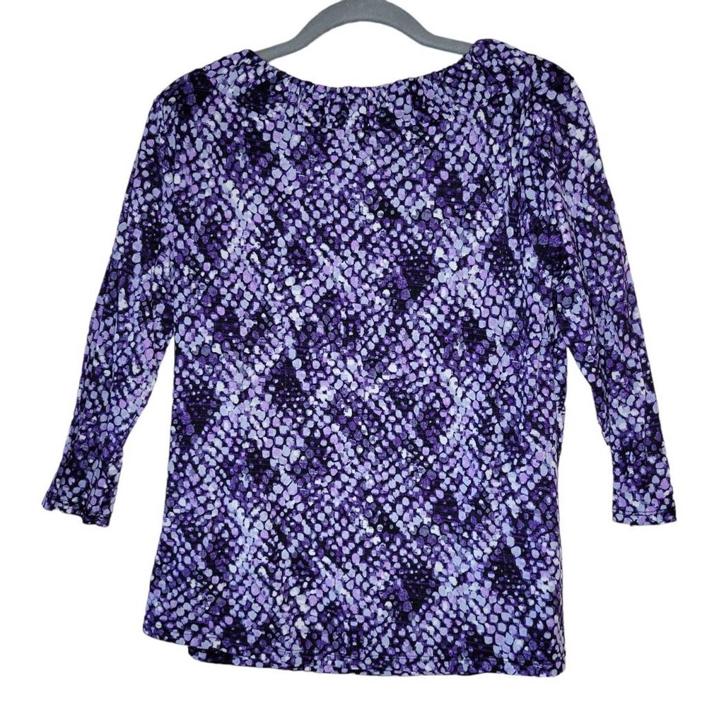 Style & Co Purple Multicolor Spotted Design Blouse Women Size L - Picture 2 of 8